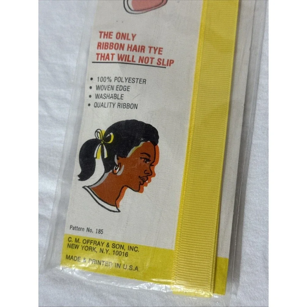 Offray Hair Ties Tuesday Butter  Yellow Ribbon 22” Long  Grosgrain Vtg New